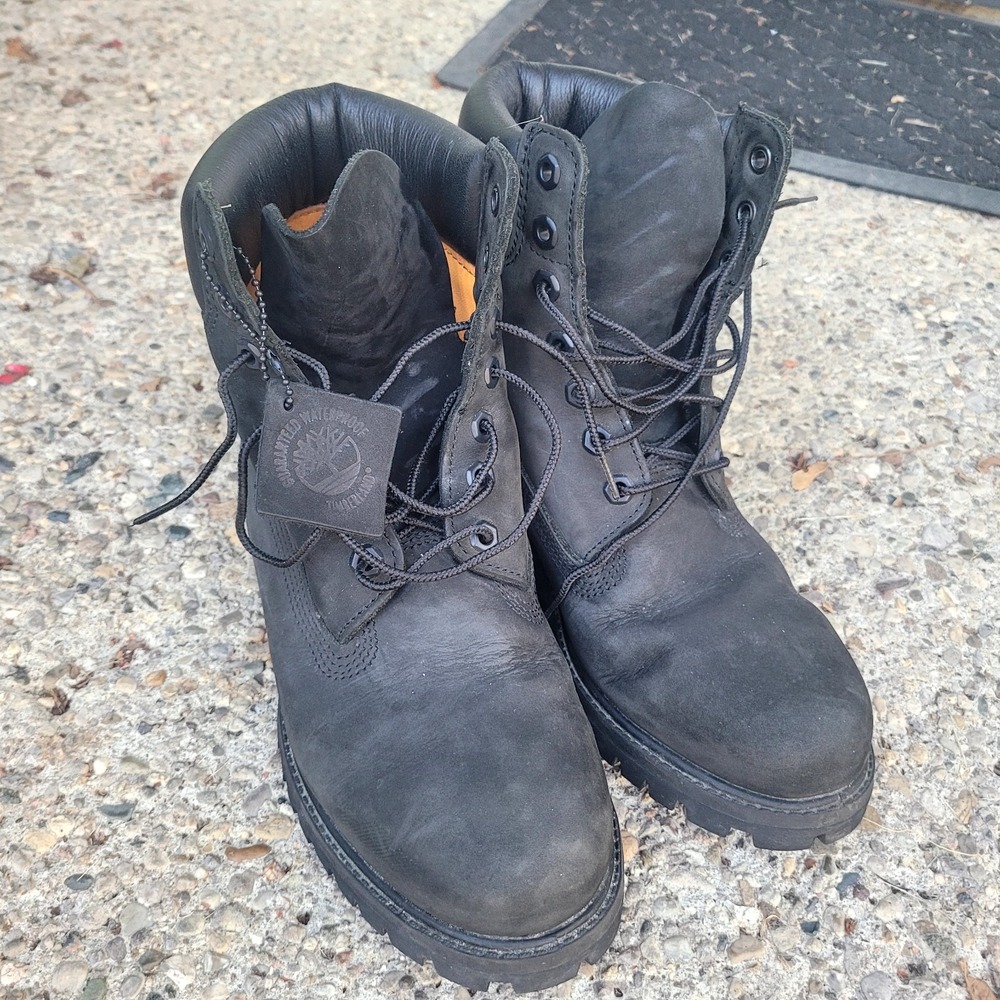 Timberland Mens 6 Inch Premium Waterproof Boots Black Nubuck 10073 Size 8 M